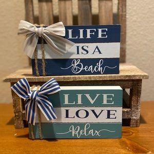 Beach Decor Set Of 2, Life Is A Beach Sign & Live Love Relax Sign, Beach Signs